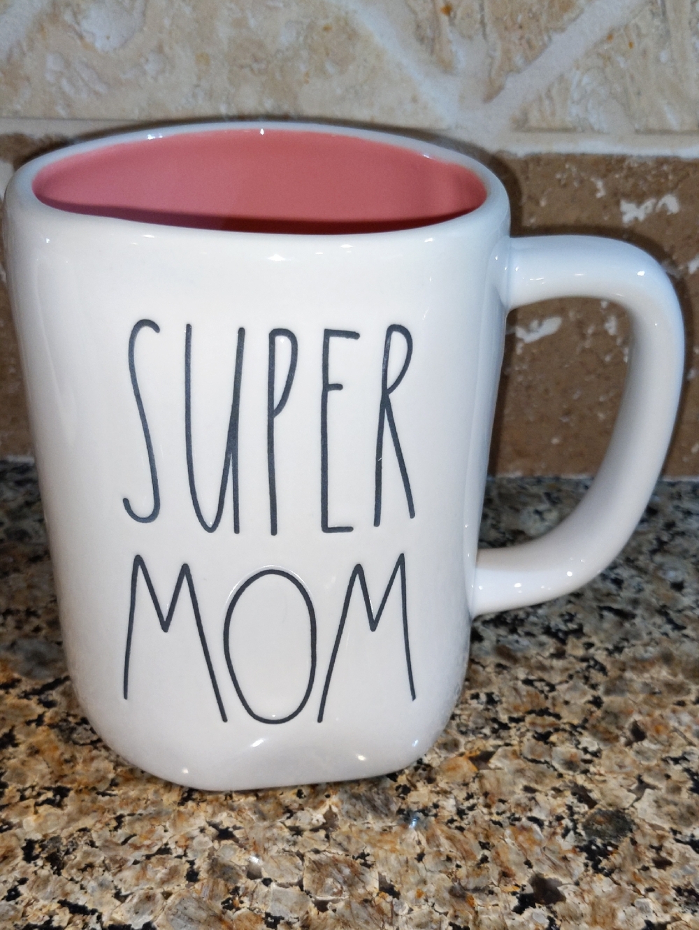Super Mom Mug by Rae Dunn Pink Inside - Mom Gift Coffee Cup